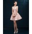 Cocktail Party Dress Ball Gown Scoop Short / Mini Satin with Sash / Ribbon  