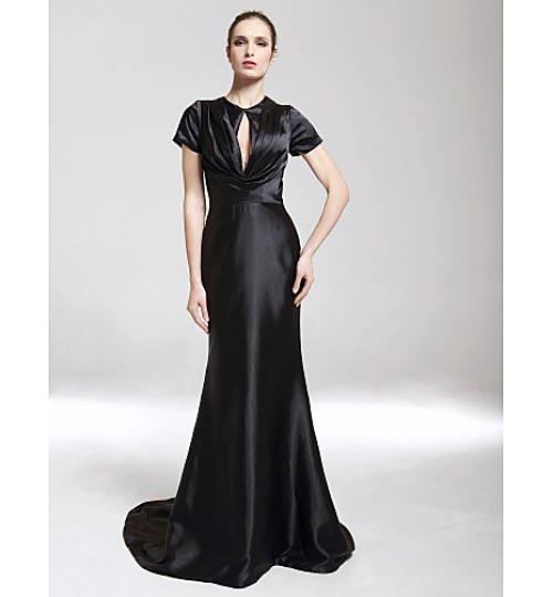 TS Couture? Formal Evening / Military Ball Dress - Elegant Plus Size / Petite Trumpet / Mermaid High Neck / V-neck Sweep / Brush Train Charmeuse  