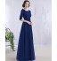 Formal Evening Dress A-line Scoop Floor-length Chiffon with Appliques  