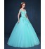 Formal Evening Dress Ball Gown Off-the-shoulder Floor-length Tulle with Appliques / Crystal Detailing  