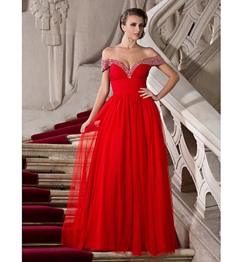 TS Couture? Prom / Formal Evening / Military Ball Dress - Sexy Plus Size / Petite A-line / Princess Off-the-shoulder / Sweetheart Floor-length Chiffon  