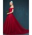 Formal Evening Dress A-line Off-the-shoulder Sweep / Brush Train Tulle with Side Draping  