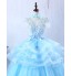 Formal Evening Dress A-line Jewel Floor-length Tulle with Appliques  