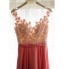 Formal Evening Dress A-line Scoop Court Train Chiffon / Lace with Appliques / Beading / Sash / Ribbon  