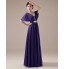 Formal Evening / Holiday / Company Party / Family Gathering Dress - Open Back / Elegant A-line V-neck Floor-length Chiffon with Beading  