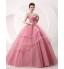 Formal Evening Dress Ball Gown Scoop Chapel Train Tulle / Stretch Satin with Crystal Detailing  