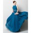 Formal Evening Dress Sheath / Column Jewel Floor-length Chiffon with Appliques / Beading / Draping / Side Draping  