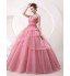 Formal Evening Dress Ball Gown Scoop Chapel Train Tulle / Stretch Satin with Crystal Detailing  