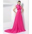 TS Couture? Formal Evening Dress - Elegant Plus Size / Petite A-line / Princess High Neck Court Train Chiffon withBow(s) / Sash / Ribbon / Side  