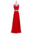 Formal Evening Dress A-line Scoop Floor-length Chiffon with Beading  