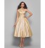 TS Couture? Cocktail Party / Homecoming / Prom Dress - Elegant Plus Size / Petite A-line / Princess One Shoulder Tea-length Taffeta withSash / Ribbon  