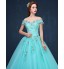 Formal Evening Dress Ball Gown Off-the-shoulder Floor-length Tulle with Appliques / Crystal Detailing  