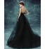 Formal Evening Dress A-line V-neck Sweep / Brush Train Tulle with  