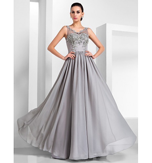 TS Couture? Formal Evening / Military Ball Dress - Vintage Inspired / Elegant Plus Size / Petite A-line / Princess V-neck Floor-length Chiffon / Tulle  