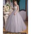 Formal Evening Dress Ball Gown Scoop Floor-length Satin / Tulle / Stretch Satin with Beading / Sequins  