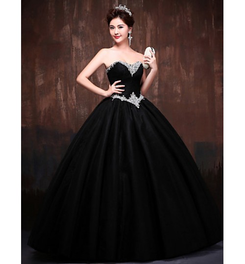 Formal Evening Dress Ball Gown Sweetheart Floor-length Lace / Satin / Tulle / Polyester with Crystal Detailing  