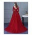 Formal Evening Dress Ball Gown V-neck Sweep / Brush Train Tulle with Appliques / Beading / Sash / Sequins  