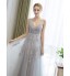 Cocktail Party / Formal Evening Dress Sheath / Column V-neck Sweep / Brush Train Lace / Tulle with Lace  