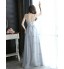 Formal Evening / Black Tie Gala Dress Sheath / Column V-neck Floor-length Tulle with Appliques / Beading / Flower(s)  