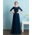 Formal Evening Dress Sheath / Column Scoop Floor-length Lace / Satin / Tulle with Beading / Bow(s) / Sash / Ribbon  