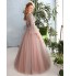 Formal Evening Dress Ball Gown Jewel Floor-length Lace / Tulle with Beading / Flower(s) / Lace / Pattern / Print  