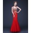 Formal Evening / Military Ball Dress - Lace-up / See Through / Color Block Trumpet / Mermaid Straps Floor-length Lace / Tulle withBeading  