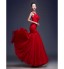 Formal Evening Dress Trumpet / Mermaid Scoop Floor-length Chiffon / Lace with Appliques / Beading  