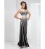 Formal Evening / Military Ball Dress - Elegant Sheath / Column V-neck Floor-length Tulle / Stretch Satin with  