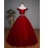 Formal Evening Dress Ball Gown Off-the-shoulder Floor-length Tulle with Beading / Crystal Detailing / Sequins  