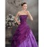 Formal Evening Dress Ball Gown Strapless Floor-length Taffeta with Appliques / Beading / Side Draping  