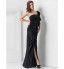 TS Couture? Formal Evening / Military Ball Dress - Elegant Plus Size / Petite Sheath / Column One Shoulder Floor-length Jersey with Beading / Side  