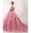 Formal Evening Dress Ball Gown Scoop Chapel Train Tulle / Stretch Satin with Crystal Detailing  