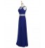 Formal Evening Dress A-line Scoop Floor-length Chiffon with Beading  