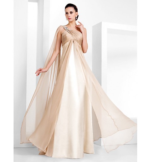 TS Couture? Formal Evening / Military Ball Dress - Elegant / Vintage Inspired Plus Size / Petite Sheath / Column One Shoulder Floor-length Chiffon  