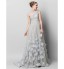 TS Couture? Formal Evening Dress A-line One Shoulder Sweep / Brush Train Tulle with Flower(s) / Criss Cross  