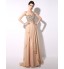 Formal Evening Dress A-line One Shoulder Floor-length Chiffon with Beading  