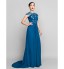 TS Couture? Formal Evening / Military Ball Dress Plus Size / Petite Sheath / Column Jewel Sweep / Brush Train Chiffon / Sequined with Side Draping  