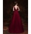 Formal Evening Dress Ball Gown V-neck Sweep / Brush Train Tulle with Lace / Pearl Detailing  