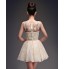 Cocktail Party Dress Princess Scoop Short / Mini Satin / Tulle with Appliques / Lace  