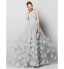 TS Couture? Formal Evening Dress A-line One Shoulder Sweep / Brush Train Tulle with Flower(s) / Criss Cross  