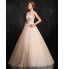 Formal Evening Dress Ball Gown V-neck Floor-length Lace / Satin / Tulle with Appliques / Beading / Flower(s) / Lace  