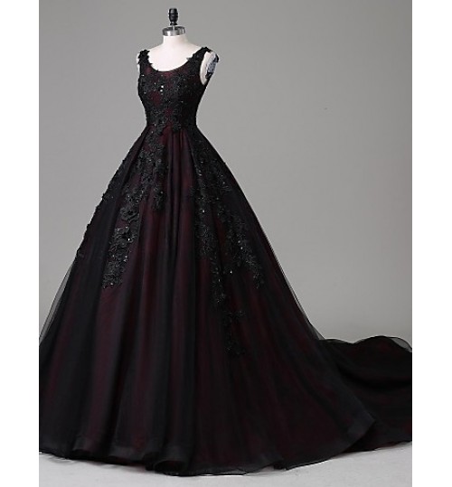 TS Couture? Formal Evening Dress A-line Scoop Cathedral Train Lace / Tulle with Appliques / Beading / Lace / Pearl Detailing  