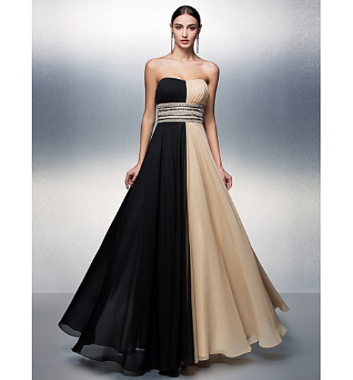 TS Couture? Formal Evening Dress Plus Size / Petite A-line Strapless Floor-length Chiffon with Beading / Sash / Ribbon / Sequins  