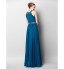 Formal Evening Dress Sheath / Column Jewel Floor-length Chiffon with Appliques / Beading / Draping / Side Draping  