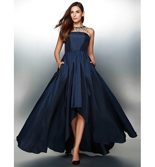 TS Couture? Formal Evening Dress A-line Jewel Asymmetrical Taffeta with Crystal Detailing  