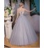 Formal Evening Dress Ball Gown Scoop Floor-length Satin / Tulle / Stretch Satin with Beading / Sequins  