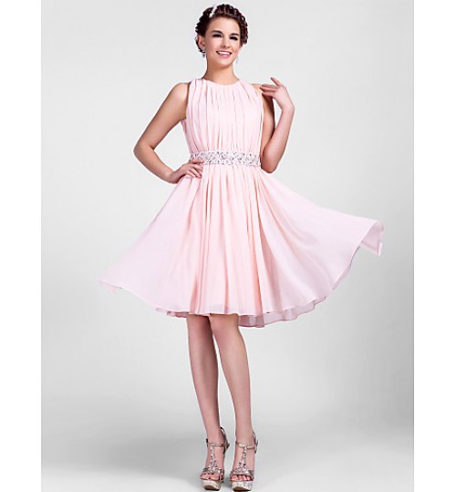 TS Couture? Cocktail Party / Homecoming / Wedding Party Dress - Short Plus Size / Petite A-line / Princess Jewel Knee-length Chiffon with Beading   