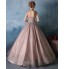 Formal Evening Dress Ball Gown High Neck Floor-length Lace / Tulle / Charmeuse with Beading / Lace / Sash / Ribbon / Sequins  