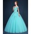 Formal Evening Dress Ball Gown Off-the-shoulder Floor-length Tulle with Appliques / Crystal Detailing  