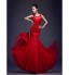 Formal Evening Dress Trumpet / Mermaid Scoop Floor-length Chiffon / Lace with Appliques / Beading  